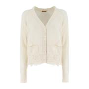 Bloemenapplicatie Vest Ermanno Scervino , White , Dames