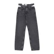 Hoge Taille Denim Jeans Amish , Gray , Dames