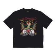 Slang & Schedel Vuur Tee Zwart Ed Hardy , Black , Heren