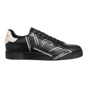 Eenvoudige Vetersneakers Emporio Armani , Black , Heren