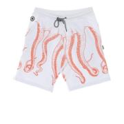 Witte Tracksuit Shorts met Tentakel Print Octopus , White , Heren