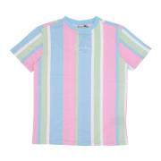 Gestreept T-shirt Lichtblauw/Roze/Mint Karl Kani , Multicolor , Dames