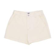 Denim Shorts met Logoed Taille Sluiting Obey , Beige , Dames