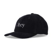 Velvet Curved Visor Strapback Cap Zwart Obey , Black , Heren