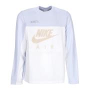 Sportieve Lange Mouw Crew T-Shirt Grijs/Wit Nike , Multicolor , Heren