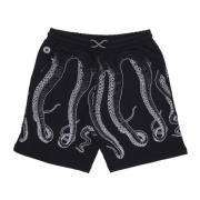 Zwarte Sweatshorts met Tentakel Print Octopus , Black , Heren