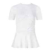 Witte Peplum T-shirt met Strikdetail Nina Ricci , White , Dames