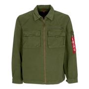 Twill Overshirt Jas Donker Olijf Alpha Industries , Green , Heren