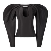 Zwarte Taffeta Top met Cocoon Mouwen Nina Ricci , Black , Dames