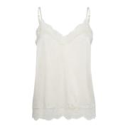 Elegant Silk Lace Singlet Blouse MOS Mosh , Beige , Dames