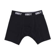 Klassieke Heren Boxers 2 Pack Zwart Obey , Black , Heren