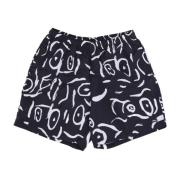 Zwart Multi Shorts Elastische Koord Zak Obey , Black , Heren