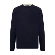 Melange Wool T-Shirt Kiton , Blue , Heren