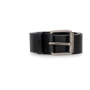 Klassieke Zwarte Leren Rolgesp Riem Timberland , Black , Heren