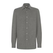 Houndstooth Flanel Overhemd Kiton , Gray , Heren