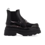 Glanzende Leren Enkellaarzen met Plateau Alexander Wang , Black , Dame...