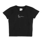 Signature Crop Tee Zwart/Wit Karl Kani , Black , Dames