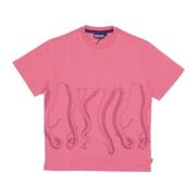 Roze Outline Heren T-shirt Octopus , Pink , Heren