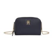 Zwarte Crossbody Tas met Kettingband Tommy Hilfiger , Blue , Dames