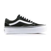 Platform Lage Sneaker Zwart/Wit Vans , Black , Dames