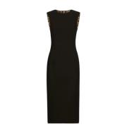 Zwarte Wollen Stretch Mouwloze Midi Jurk Dolce & Gabbana , Black , Dam...