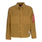 Kleur Blok Overshirt Jas Khaki Alpha Industries , Beige , Heren