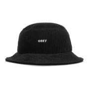 Stoere Cord Bucket Hat Zwart Obey , Black , Heren