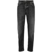 Zwarte Stretch Katoen Brighton Jeans Dondup , Black , Heren