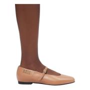 Beige ballerina's met afgeschuinde voorkant Bizuu , Beige , Dames