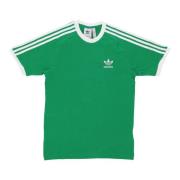 Groene 3 Strepen Crew-Neck T-Shirt Adidas , Green , Heren