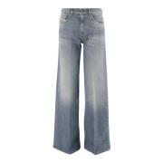 Flared Denim Jeans met Gewassen Effect Diesel , Blue , Dames