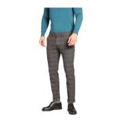 Slim Fit Katoenen Stretch Chino Broek met Vervaagd Ruitpatroon Mason's...