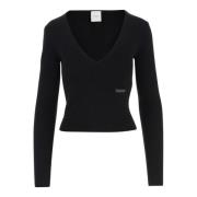 Stijlvolle V-hals Gebreide kleding Patou , Black , Dames