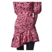 Bloemornamentale rok met asymmetrische juk Bizuu , Pink , Dames