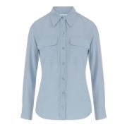 Zijden Dreamblue Shirt met Borstzakken Equipment , Blue , Dames