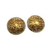 Pre-owned Metal earrings Chanel Vintage , Yellow , Dames