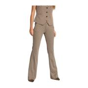 Slim Fit Beige Chino Broek met Houndstooth Patroon Mason's , Beige , D...