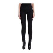 Zwarte Denim Skinny Jeans met Strass Logo Guess , Black , Dames