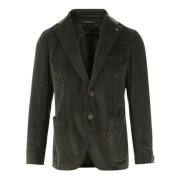 Stretch Cotton Velvet Corduroy Jacket Tagliatore , Green , Heren