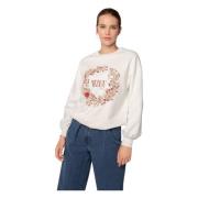 Bloemenapplicatie Oversized Sweatshirt Dennissa Bizuu , White , Dames