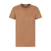 Geborduurd Logo T-shirt Kameelbruin Max Mara , Brown , Dames