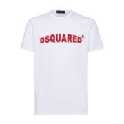 Logo Print Crew Neck T-shirt Dsquared2 , White , Heren