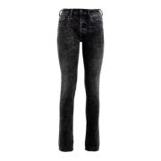 Slim Fit Zwarte Denim Jeans Diesel , Black , Heren