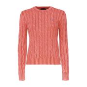 Katoen Tricot Sweater Koraal Logo Ralph Lauren , Red , Dames