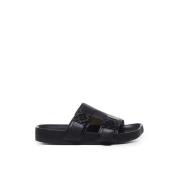 Zwarte Slide Sandalen met Anagram Gesp Loewe , Black , Dames