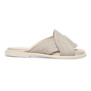 Beige Jute Slide Sandalen Natuurlijk Loewe , Beige , Dames