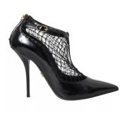 Zwarte Lakleren Mesh Hakken Pumps Dolce & Gabbana , Black , Dames