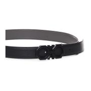 Zwart Kalfsleren Gancini Riem Italië Salvatore Ferragamo , Black , Her...