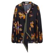 Bloemig verleidelijke zijden blouse Dorothee Schumacher , Black , Dame...