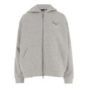 Love Birds Geborduurde Grijze Hoodie Pinko , Gray , Dames